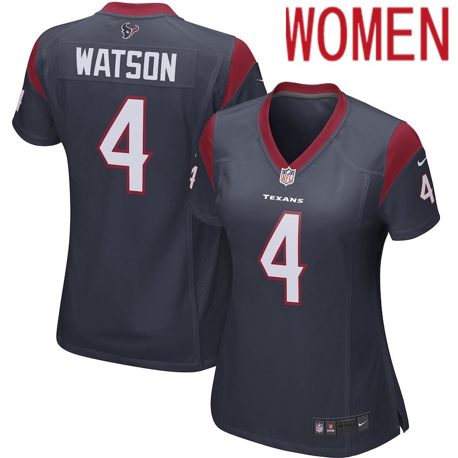 Women Houston Texans 4 Deshaun Watson Navy Nike Player Game NFL Jersey